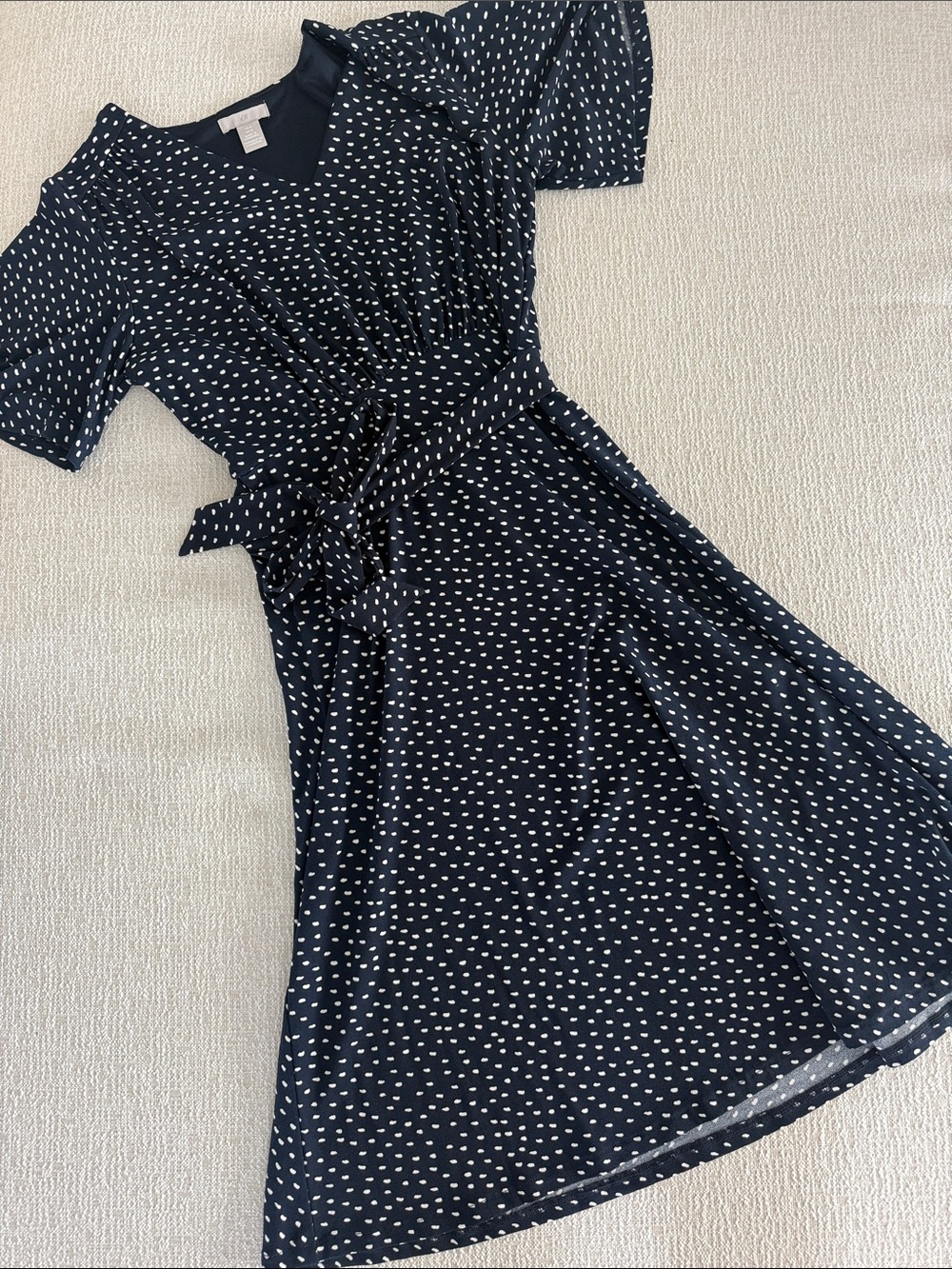 Women's Navy Polka Dot Wrap Dress